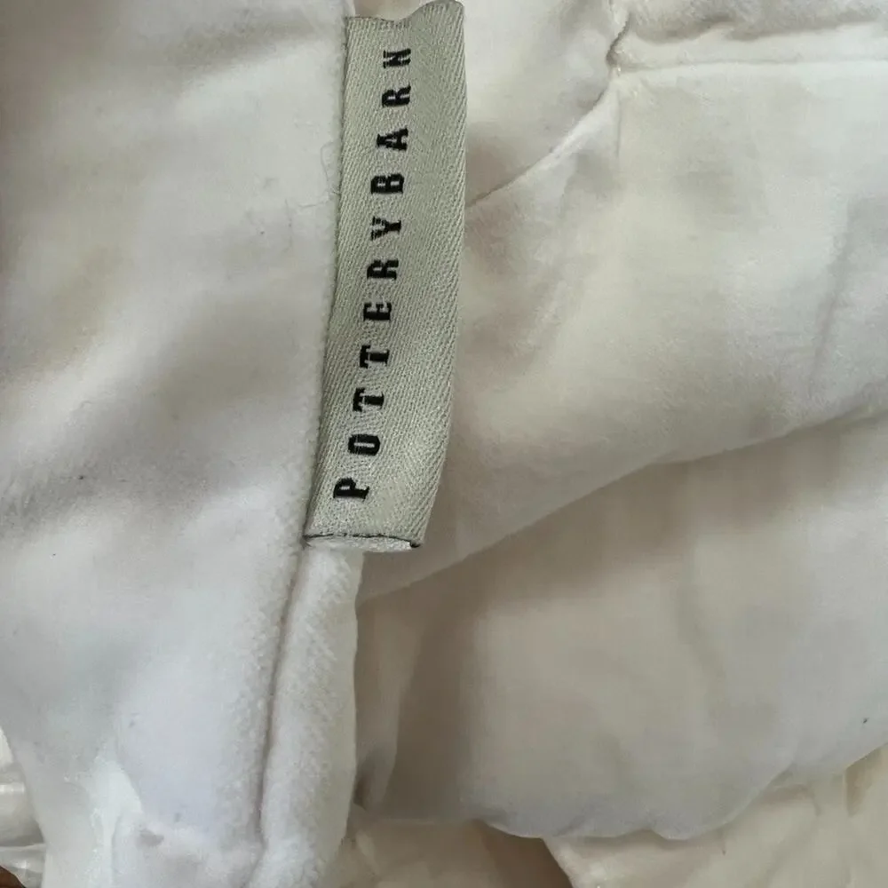 Pottery Barn Cream Velvet Channel Stitch Quilt 72